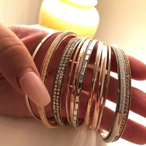 Rose gold and silver bangle set ✨